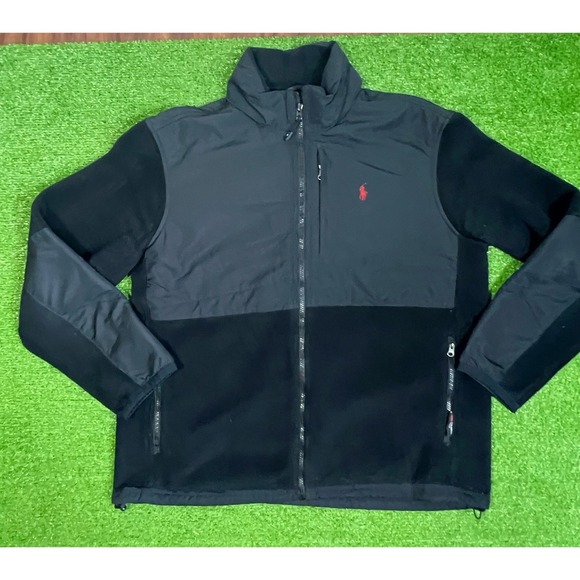 Y2K Ralph Lauren Polo XL Black Classic Polartec fleece full-zip Vintage jacket - Picture 1 of 8